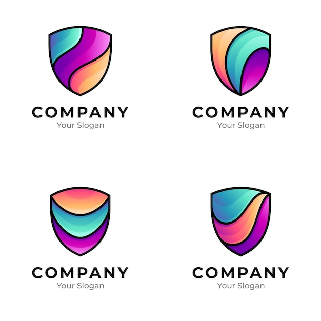 A set of shield logo collections with a variety of shapes