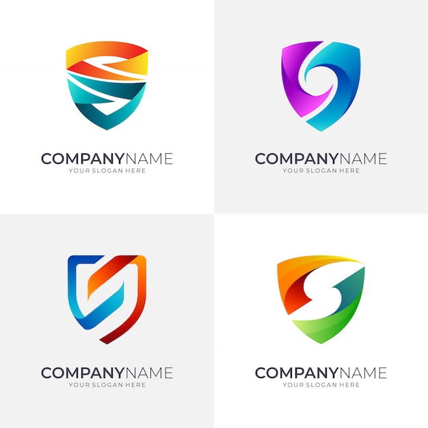 Vector set of shield logo design