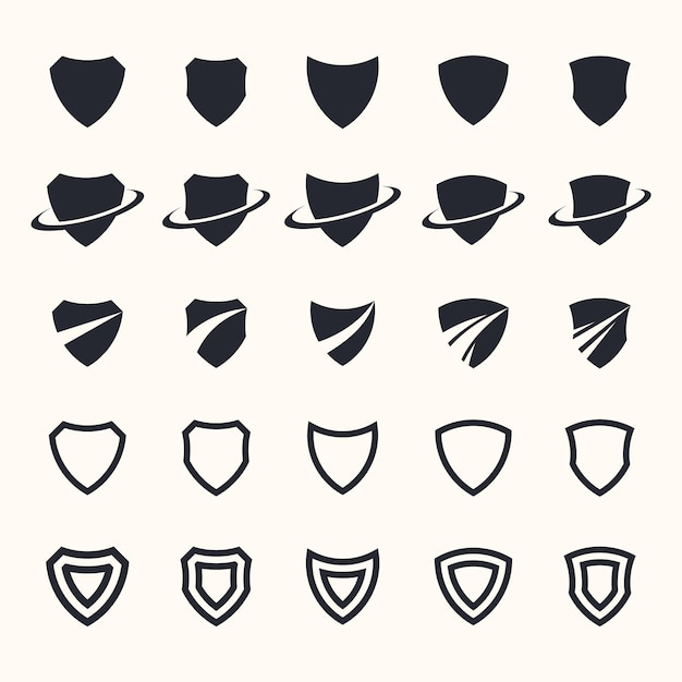 Set of Shield shape icons. vector illustration