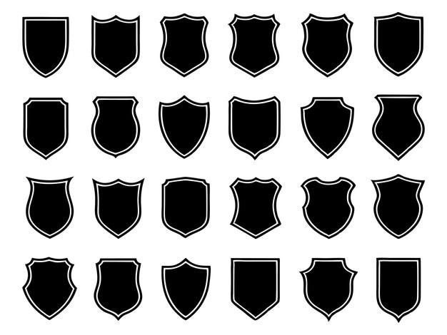 A Set of shield silhouette vector illustration