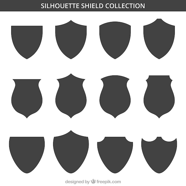 Set of shield silhouettes