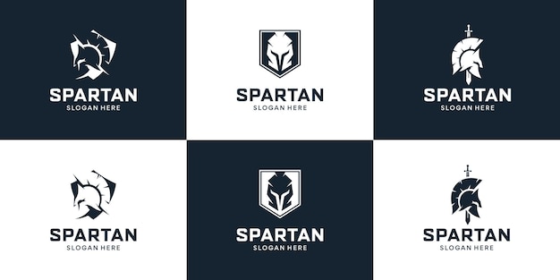 Vector set of shield with sparta logo design inspiration