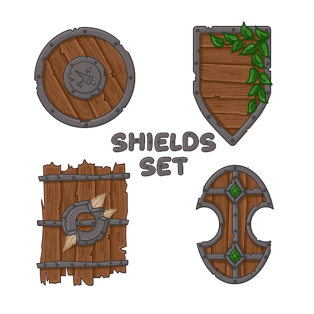 set shields  made of wood