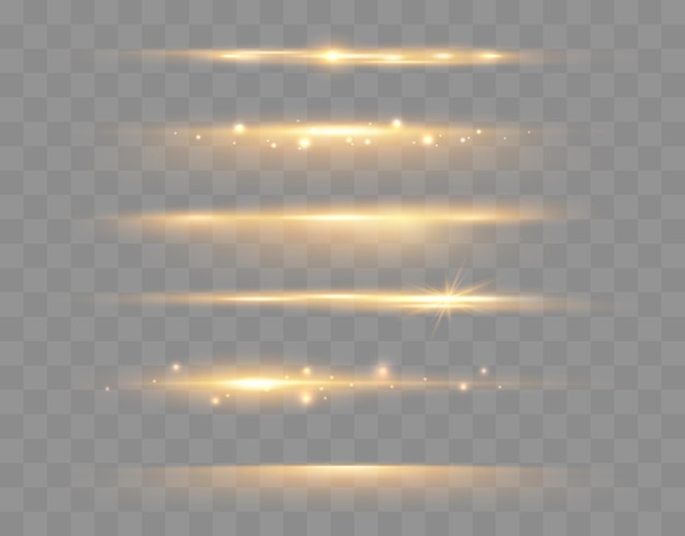 Set of shining sparkles and lens flares glowing lights isolated on transparent background vector ill...