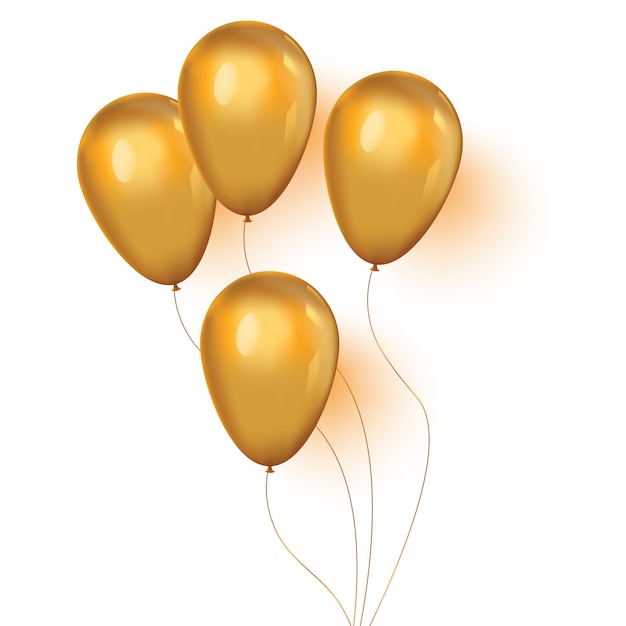 Set of shiny golden balloons