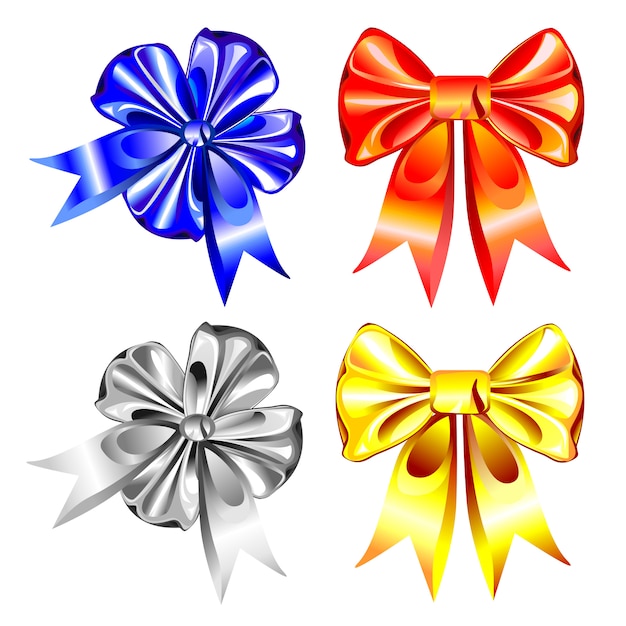 set of shiny ribbon bows