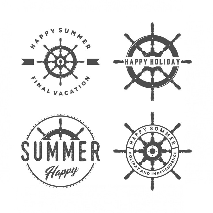 set of ship steering wheel and summer logo