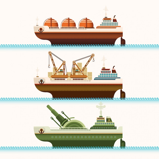 Vector set of ships