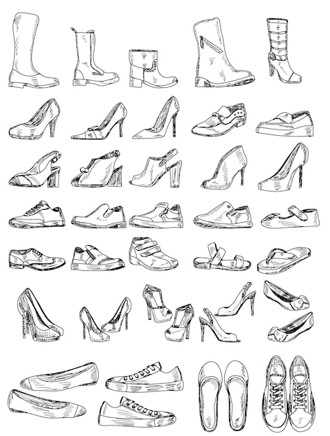 Vector set of shoe sketches