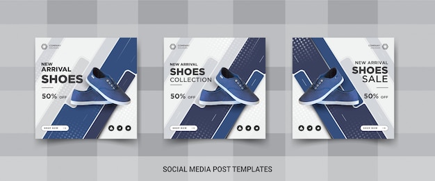 Set of shoes social media post templates design