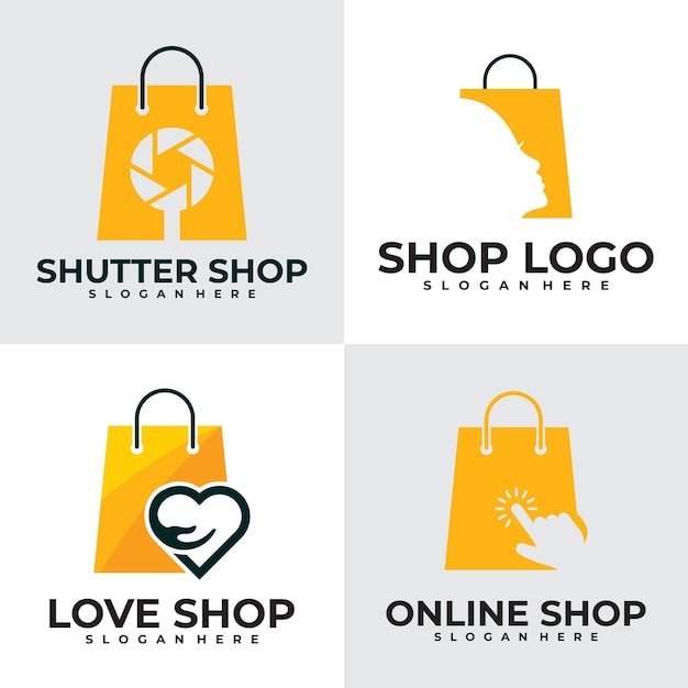 Set of shop logo vector design template