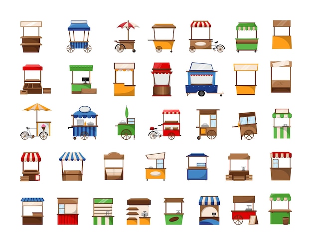 Set of Shop Merchant Vector