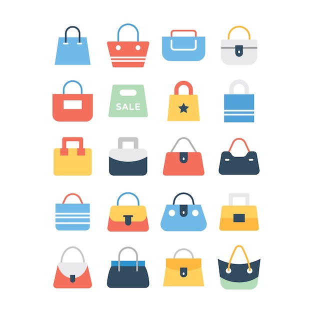 Vector set of shopping bag icons