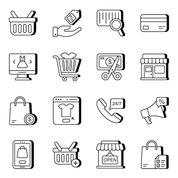 Set of Shopping Linear Icons