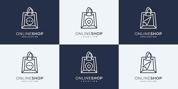 Set di modelli di design del logo per lo shopping