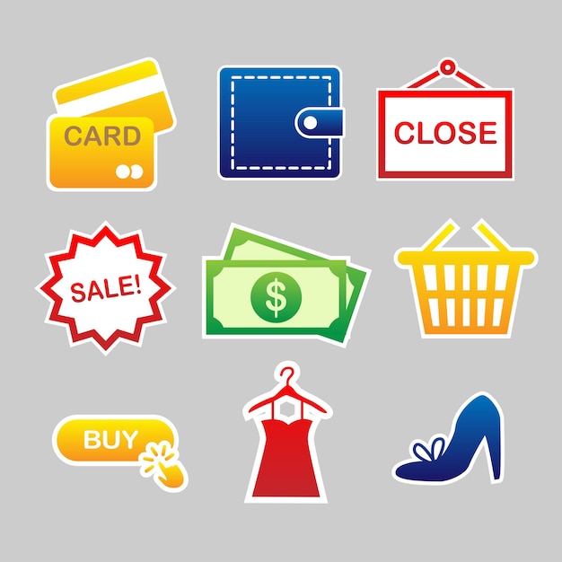 Vector set shopping online icons design