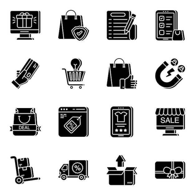 Set of Shopping and Payment Solid Icons