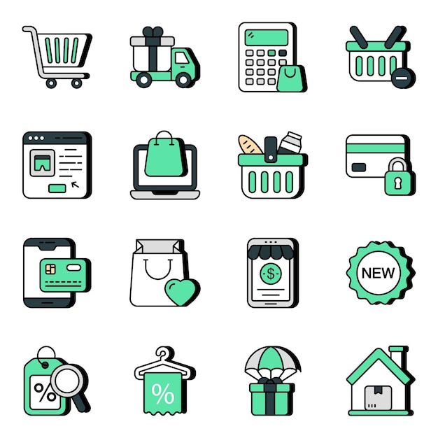 Set of Shopping and Purchase Flat Icons