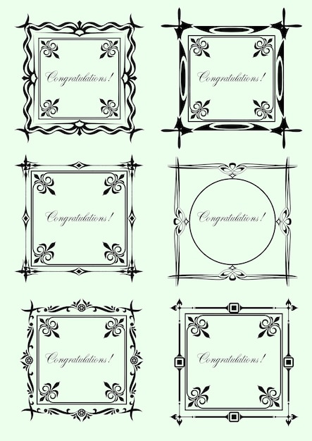 Set sierlijke vectorframes en ornamenten met voorbeeldtekst Perfect als uitnodiging of aankondiging Alle stukken zijn apart Eenvoudig van kleur te veranderen en te bewerken