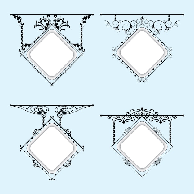 Vector set of signs, frames with forging elements.