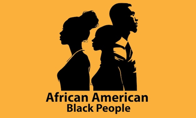 Vector a set of silhouette african and american people vector