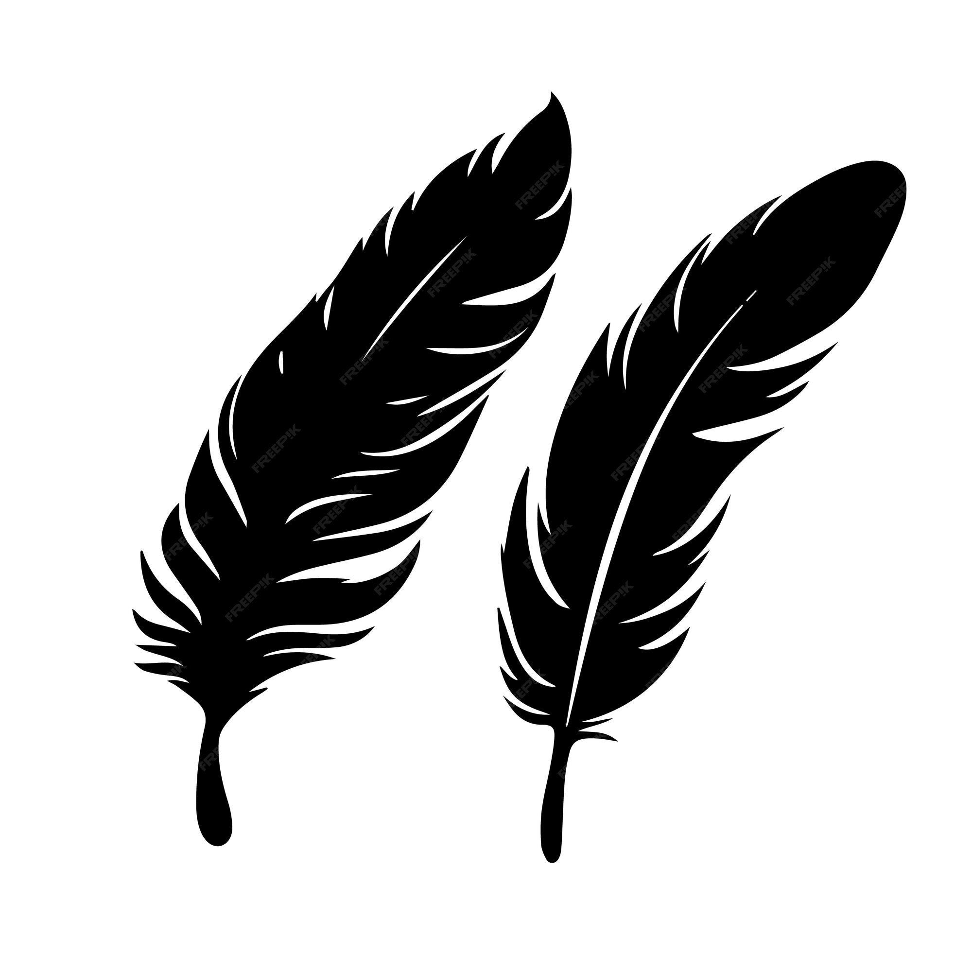 Premium Vector  Feather of birds black and white feather silhouette for  logo vector set