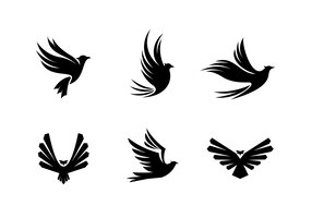 Vector set of silhouette bird logo design collection