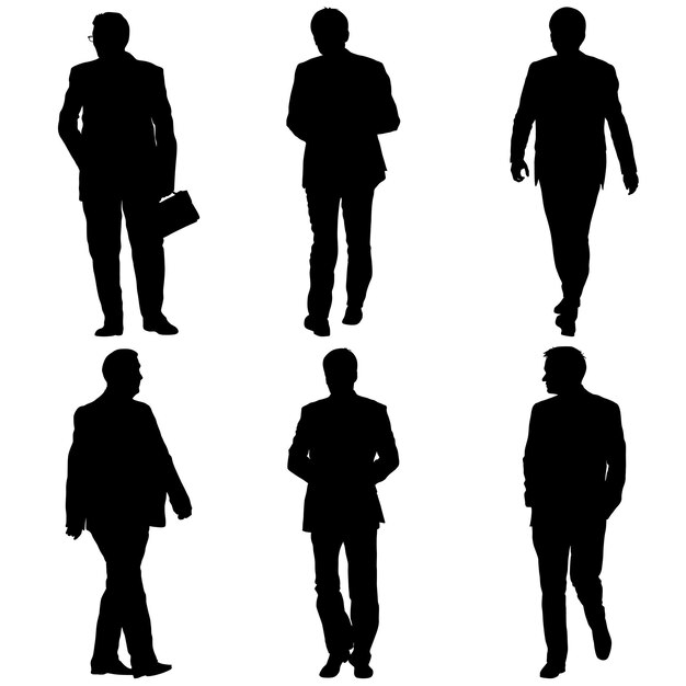 Vector set silhouette businessman man in suit on a white background