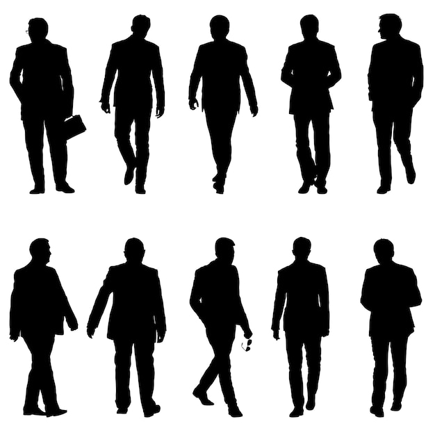 Vector set silhouette businessman man in suit on a white background