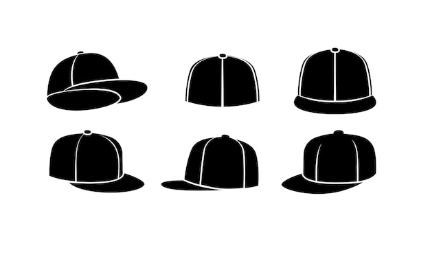 Set silhouette cap vector flat illustration