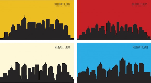 Set di design della città silhouette