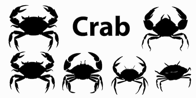 Vector a set of silhouette crab vector illustration