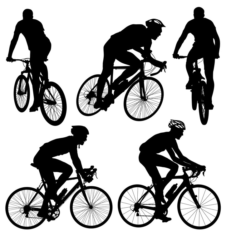 Vector set silhouette of a cyclist male vector illustration