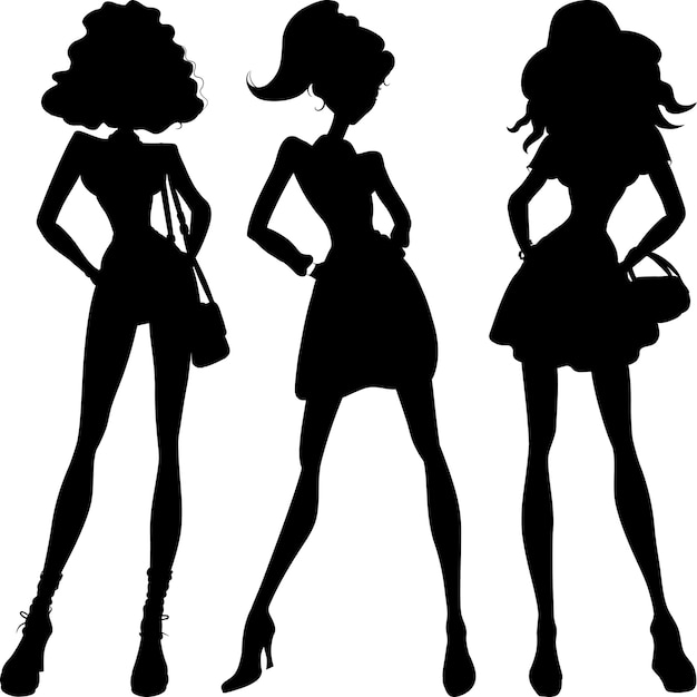 Set silhouette fashion girls top models