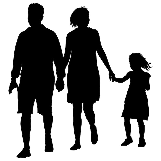 Set silhouette of happy family on a white background Vector illustration