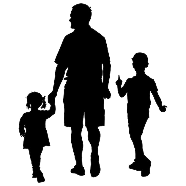 Set silhouette of happy family on a white background Vector illustration