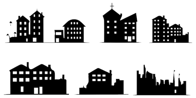 A set of silhouette House vector illustration