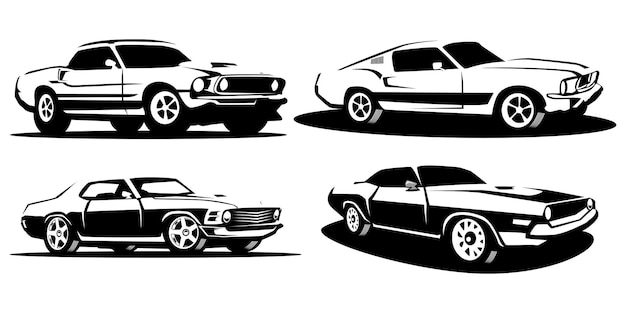 Set di muscle car silhouette