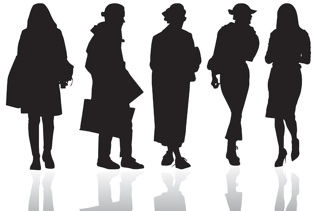 Set of the silhouette people with white background