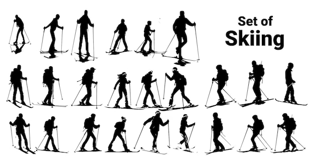 A set of silhouette sketching player vector illustration