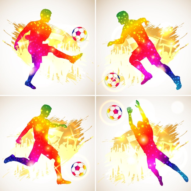 Set silhouette Soccer Players