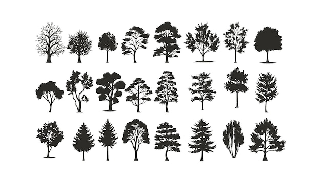 Vector set of silhouette tree vector