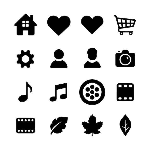 a set silhouette vector of a different icons set