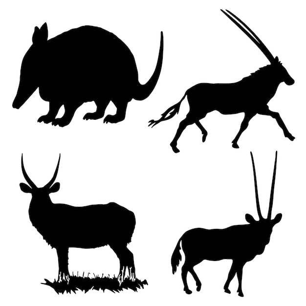 Set of silhouette wildlife animals