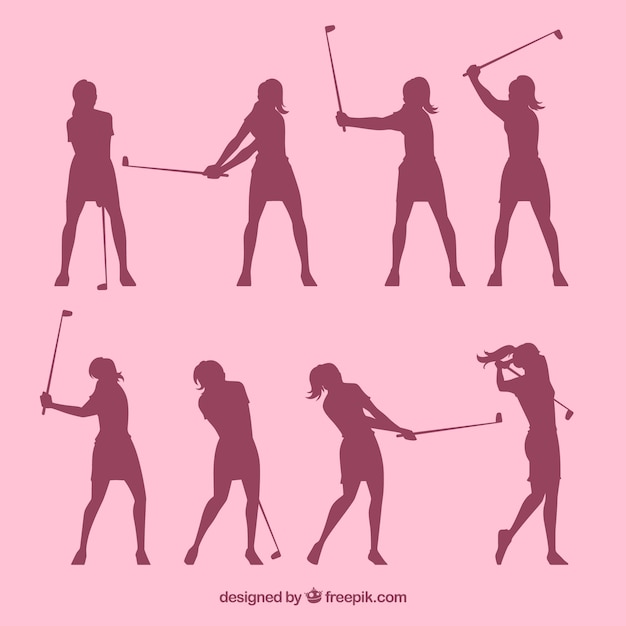 Vector set silhouetten golf vrouwen