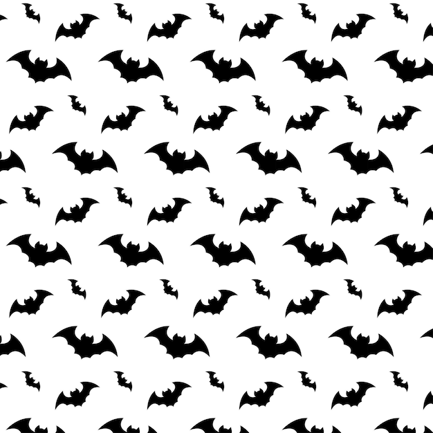 Vector set silhouetten van dieren. monochroom naadloos patroon met stijgende vleermuizen.