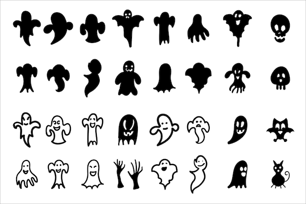 Set silhouetten van Halloween op een witte achtergrond. vector illustratie