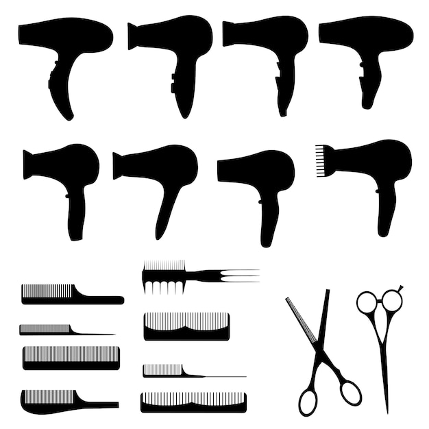 Vector set silhouetten van items voor schoonheidssalons