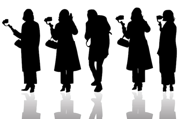 Set silhouetten vrouwen met de camera