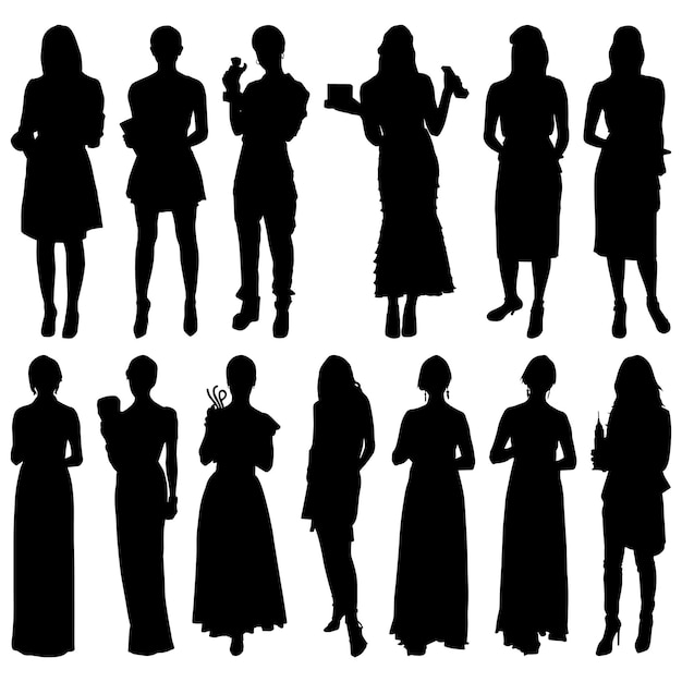 Set silhouetten zakelijke jonge vrouwen